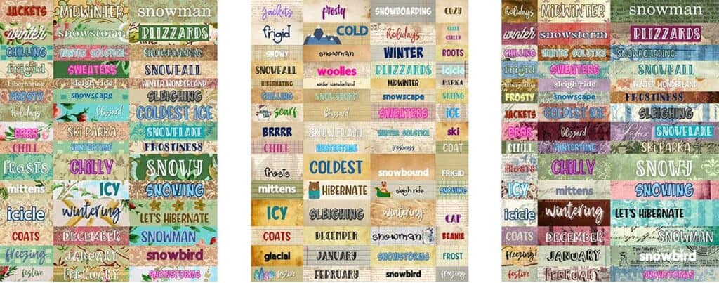 Free Printable Ephemera Words For Winter
