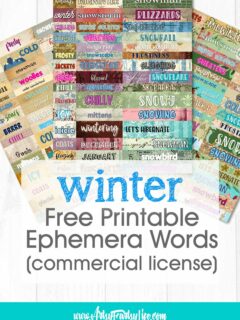 Free Printable Ephemera Words For Winter