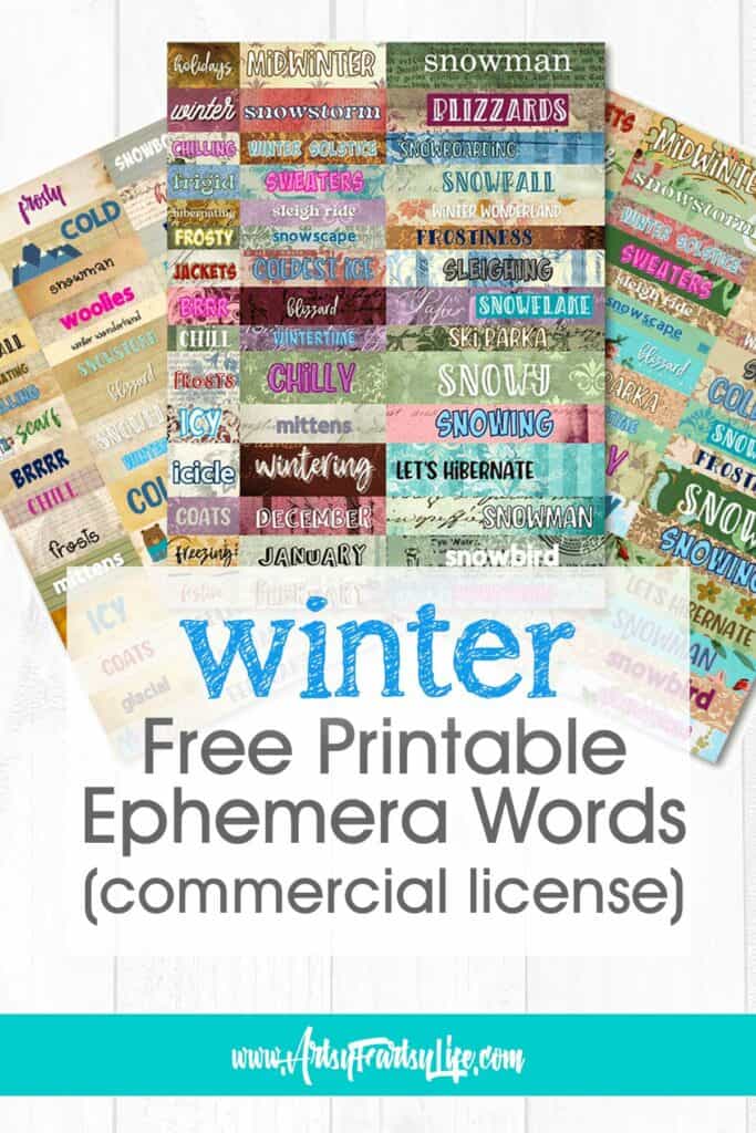 Free Printable Ephemera Words For Winter Artsy Fartsy Life