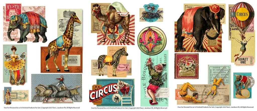 Free Printable - Vintage Circus Snippets