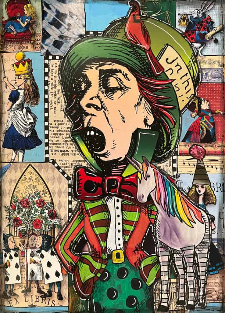 Mixed media Alice In Wonderland magazine collage