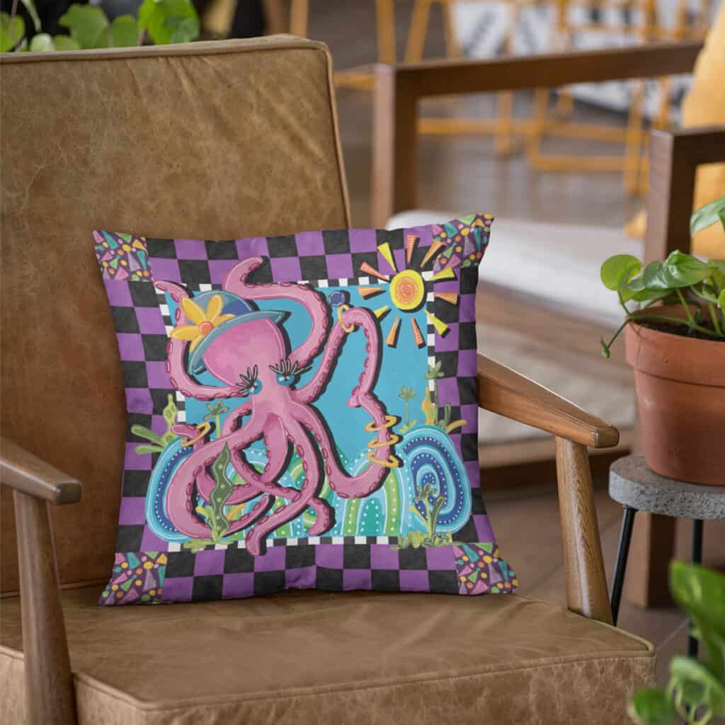 Olivia Octopus Pillow... Tara Jacobsen Surface Pattern Design