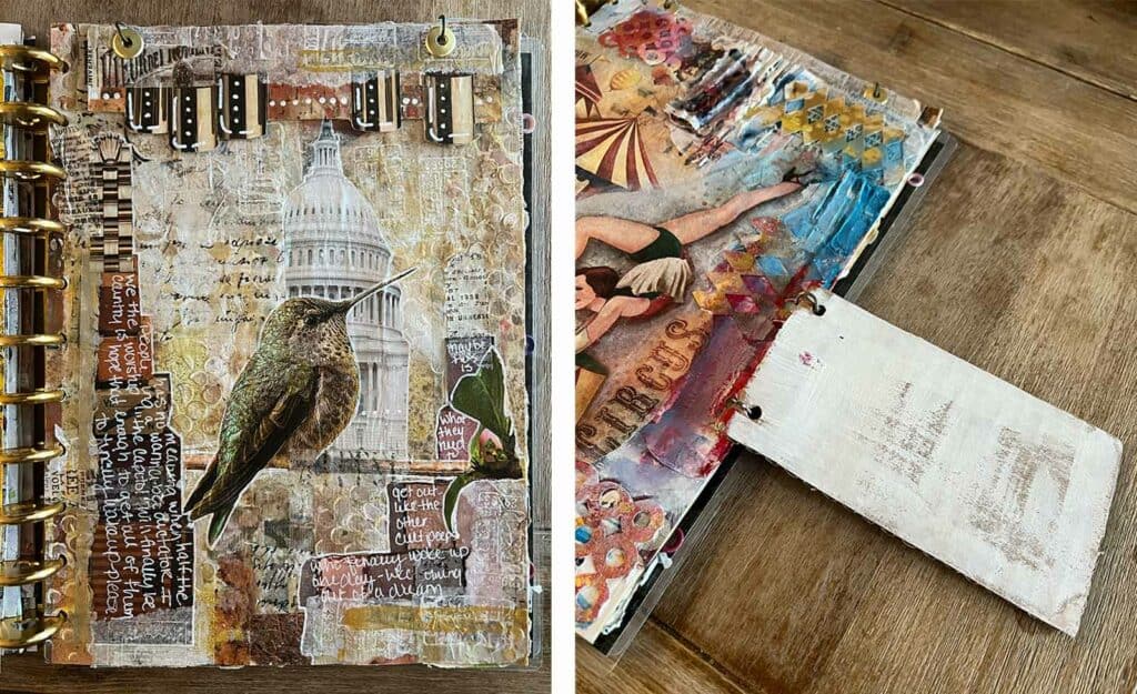 Flip Up and Flip Out Pages In Art Journal
