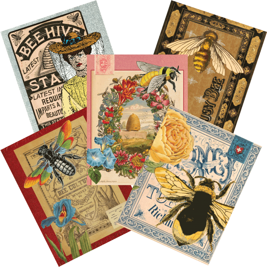 Free Printable Bee Ephemera Snippets For Junk Journals · Artsy Fartsy Life