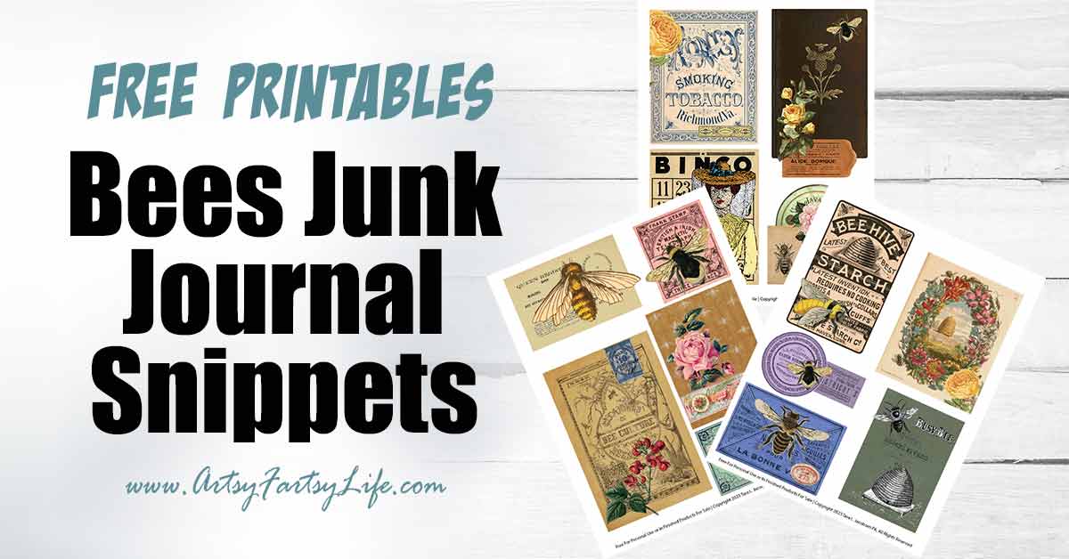 Free Printable Bee Ephemera Snippets For Junk Journals · Artsy Fartsy Life