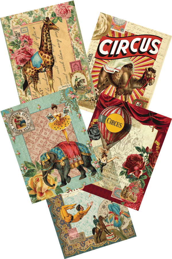 Free Printable Circus Journal Pages For Junk Journals or Scrapbooks
