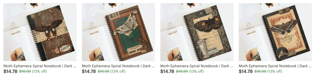 Dark Academia Moth Journals by Rebekah and Co