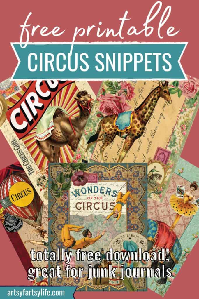 Free Printable Circus Journal Pages For Junk Journals or Scrapbooks
