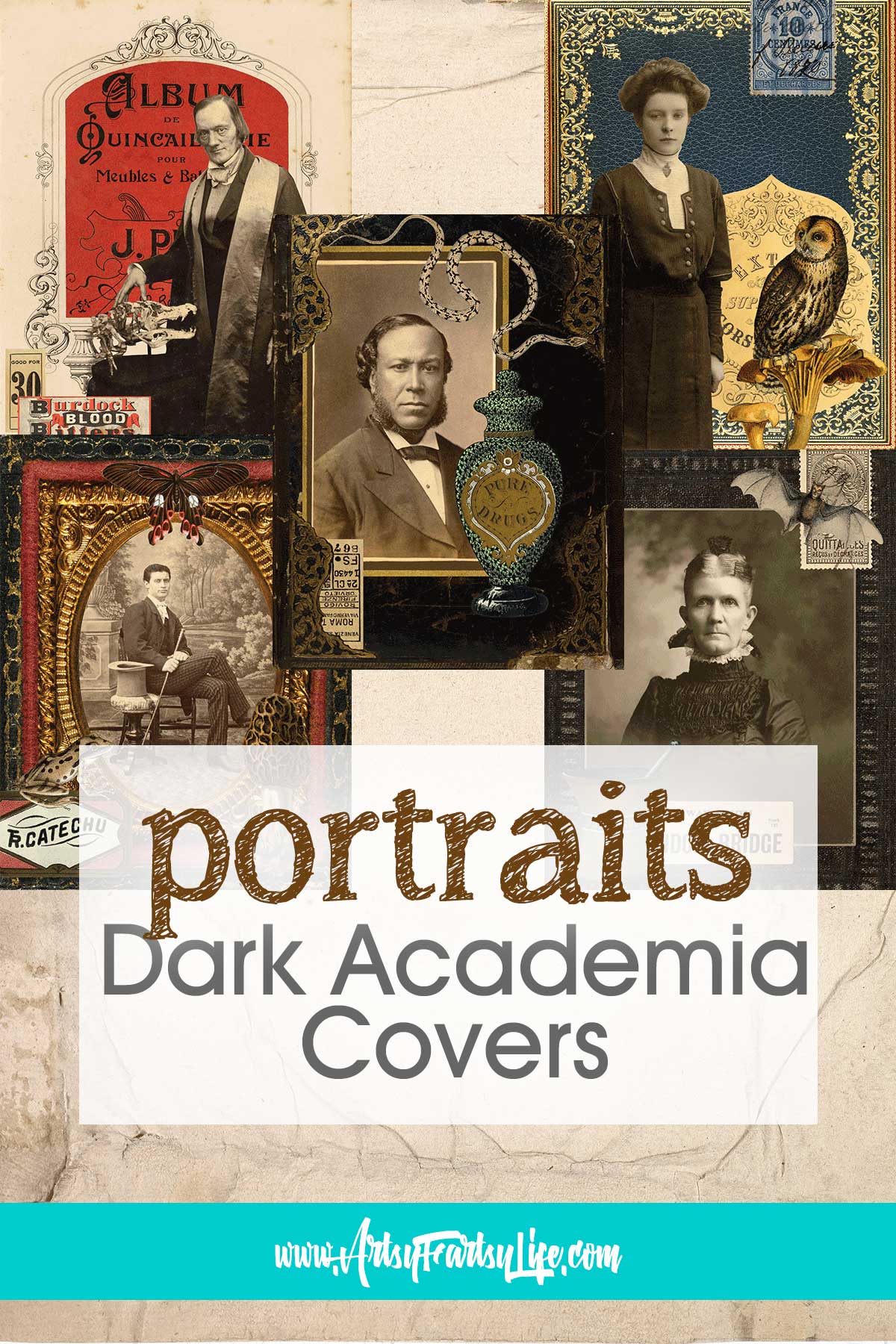 Free Creepy Dark Academia Vintage Portraits For Junk Journals or Wall Art
