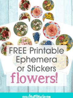 Flowers Vintage Circle Ephemera or Stickers - Free Printable