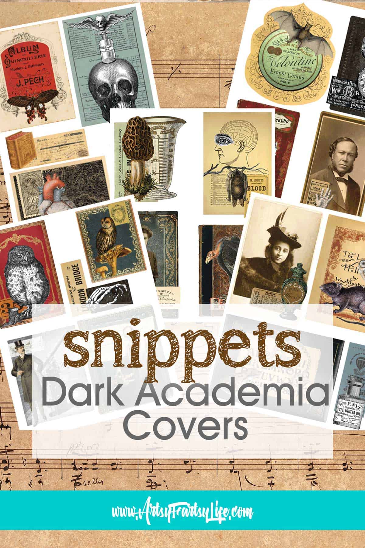 Free Printable Dark Academia Snippets Collage Sheets · Artsy Fartsy Life