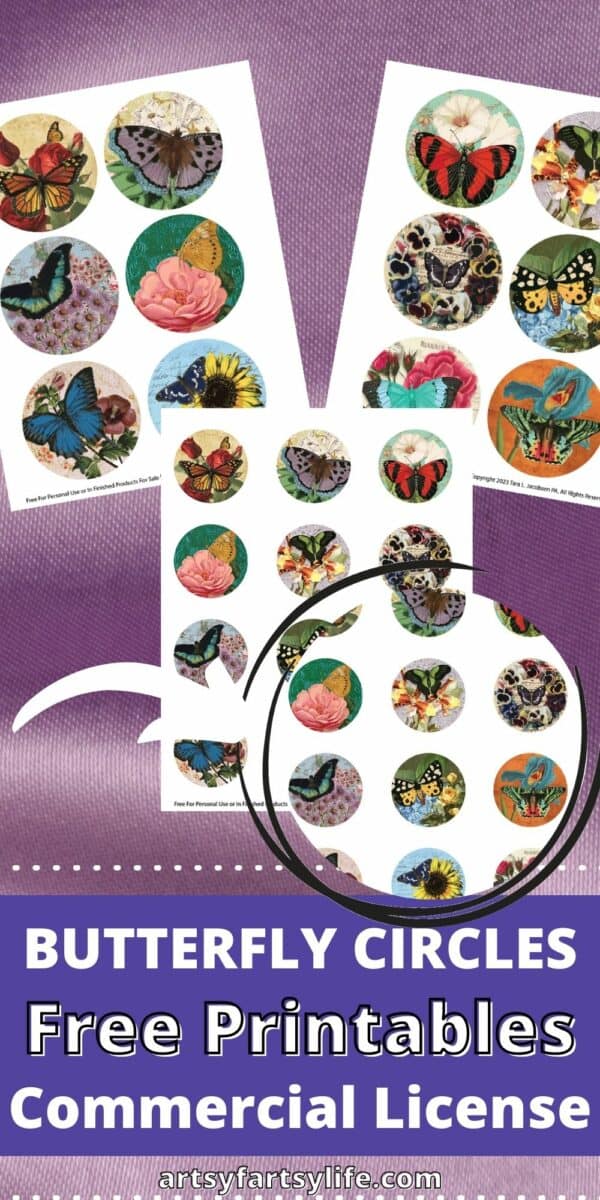 Free Printable Butterfly Circles For Junk Journals or Stickers · Artsy