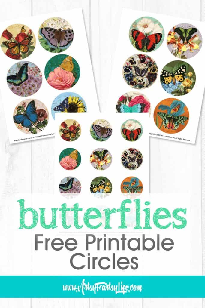 Free Printable Butterfly Circles For Junk Journals or Stickers
