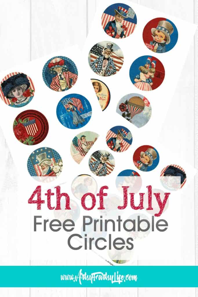 4th of July Circle Ephemera Stickers Free Printable
