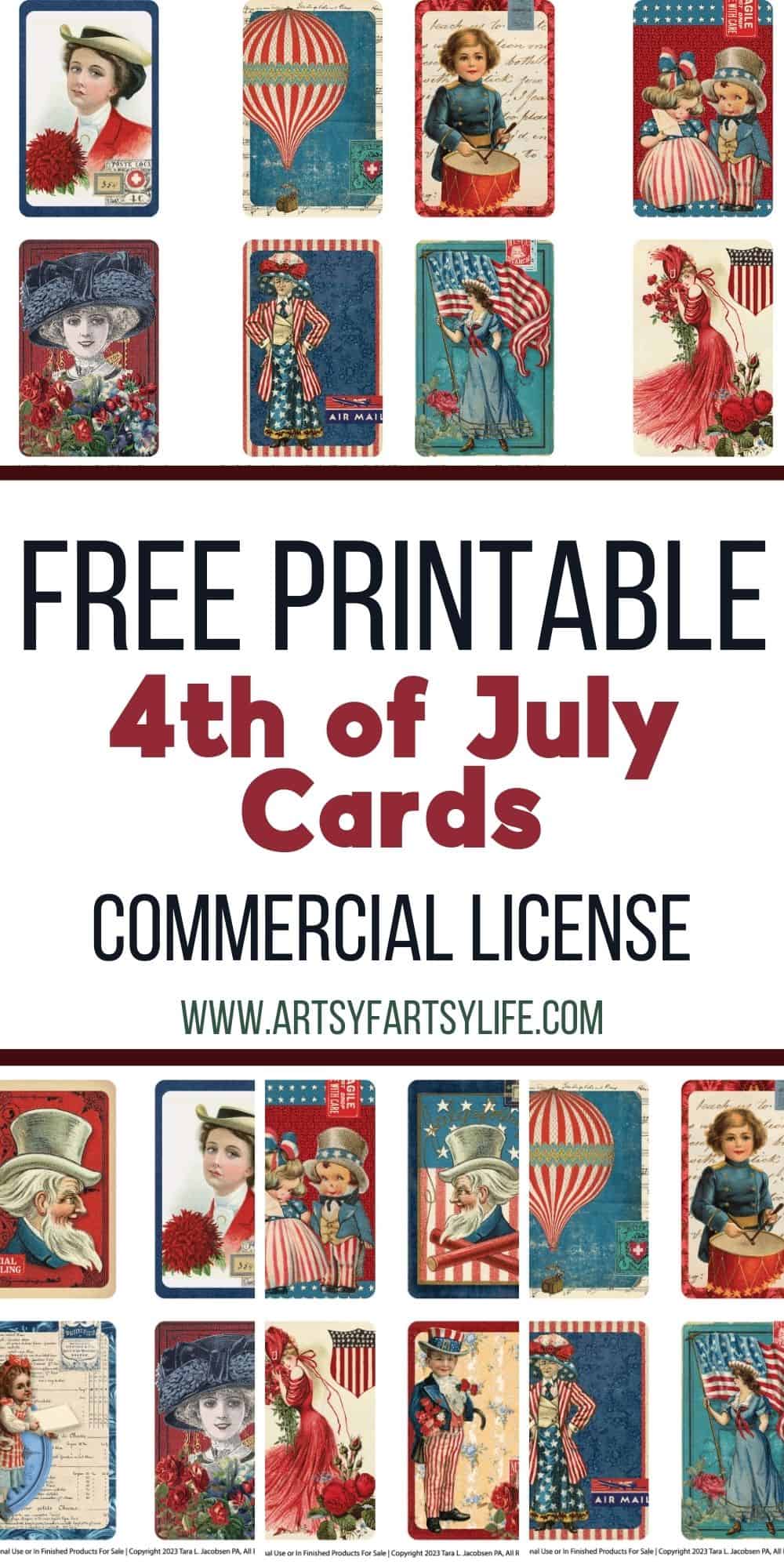 4th of July Journal Cards Free Printable · Artsy Fartsy Life