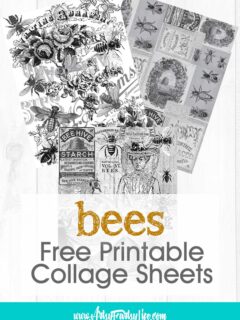Free Printable Black and White Bee Collage Sheets