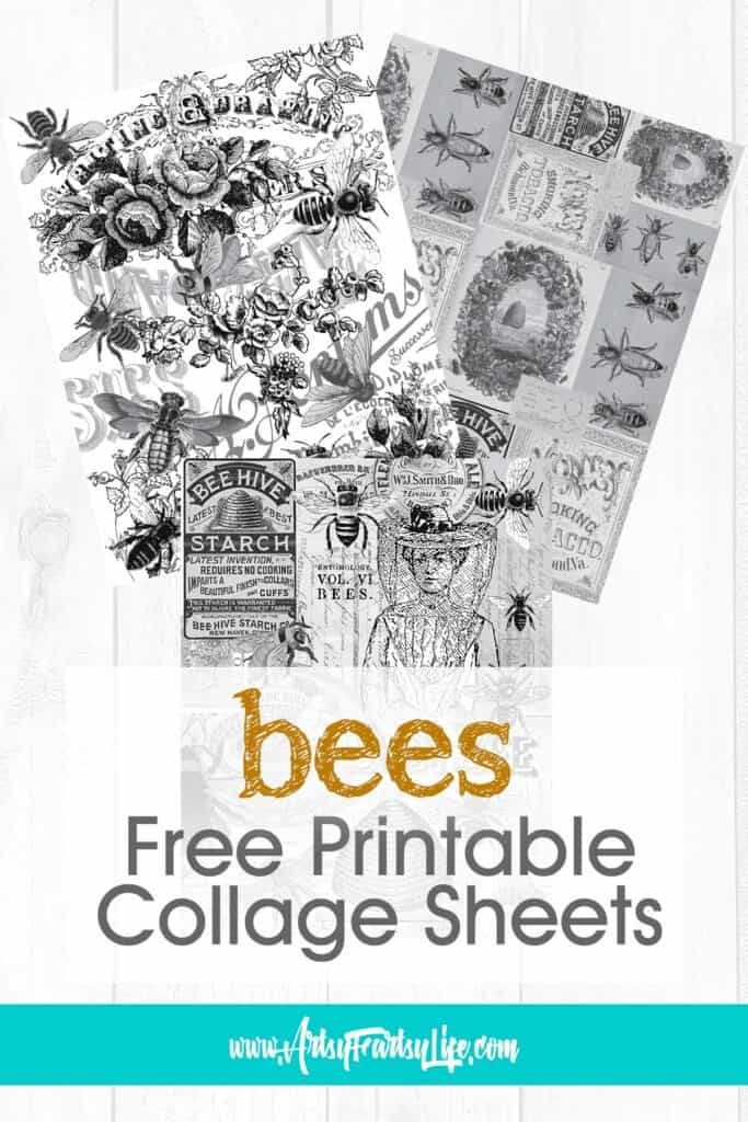 Free Printable Black and White Bee Collage Sheets