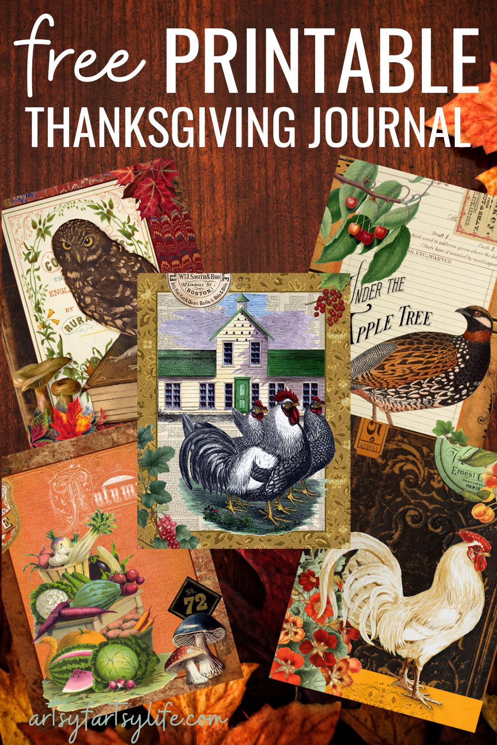 Free Thanksgiving Printable Vintage Collage Art Pages
