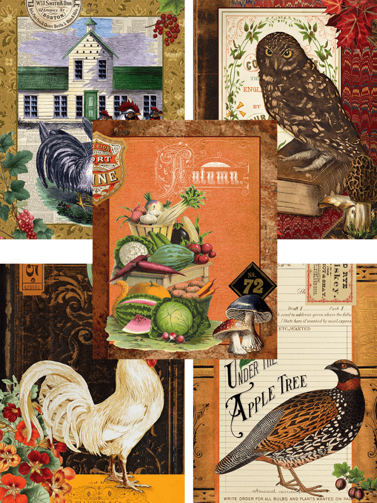 Free Thanksgiving Printable Vintage Collage Art Pages