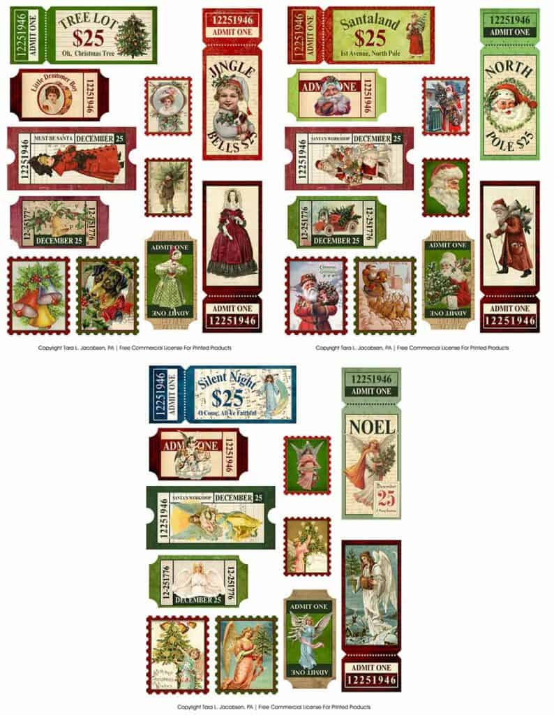 Christmas Stamps and Tickets - Free Printable
