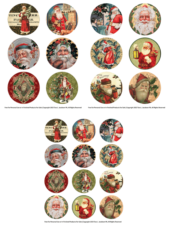 Santa Circles - Free Printable Christmas Ephemera · Artsy Fartsy Life