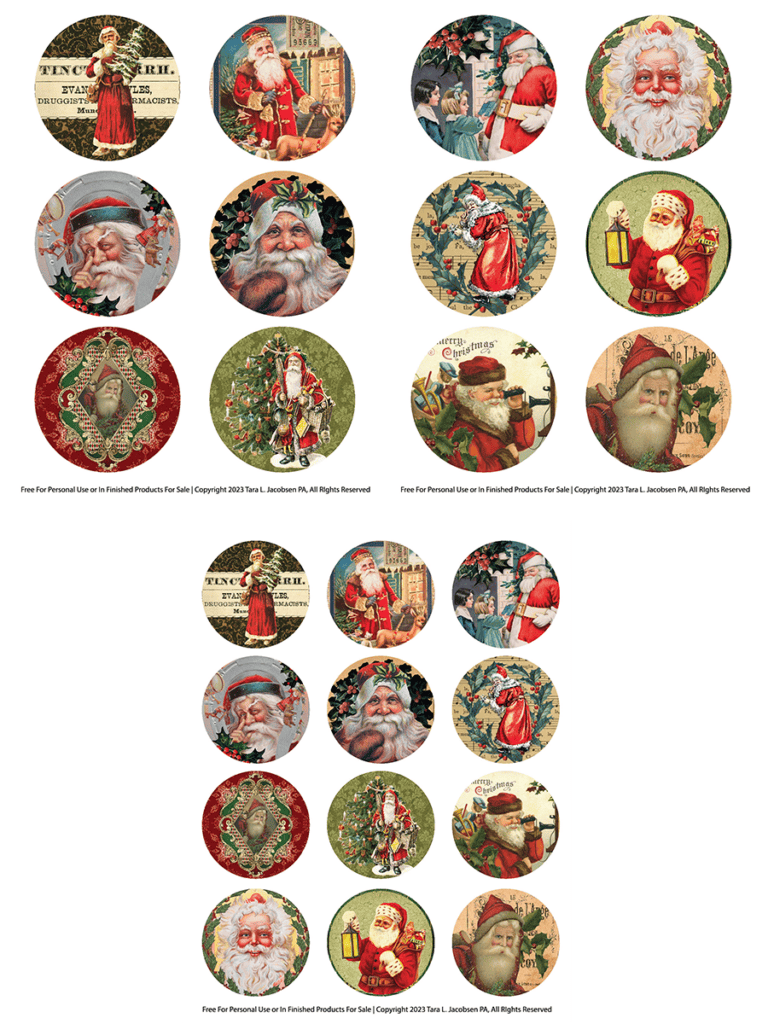 I know I like to see all the free printables I am going to get before committing to the scroll, so here they are in all their "Santa-glory"! I feel like they turned out so darn cute and will be perfect for your Christmas crafts or used as Christmas gift tags!