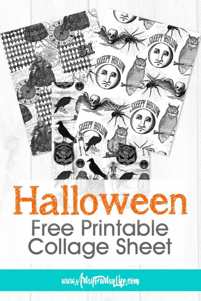 Halloween Collage Sheet - Free Black and White Printable

