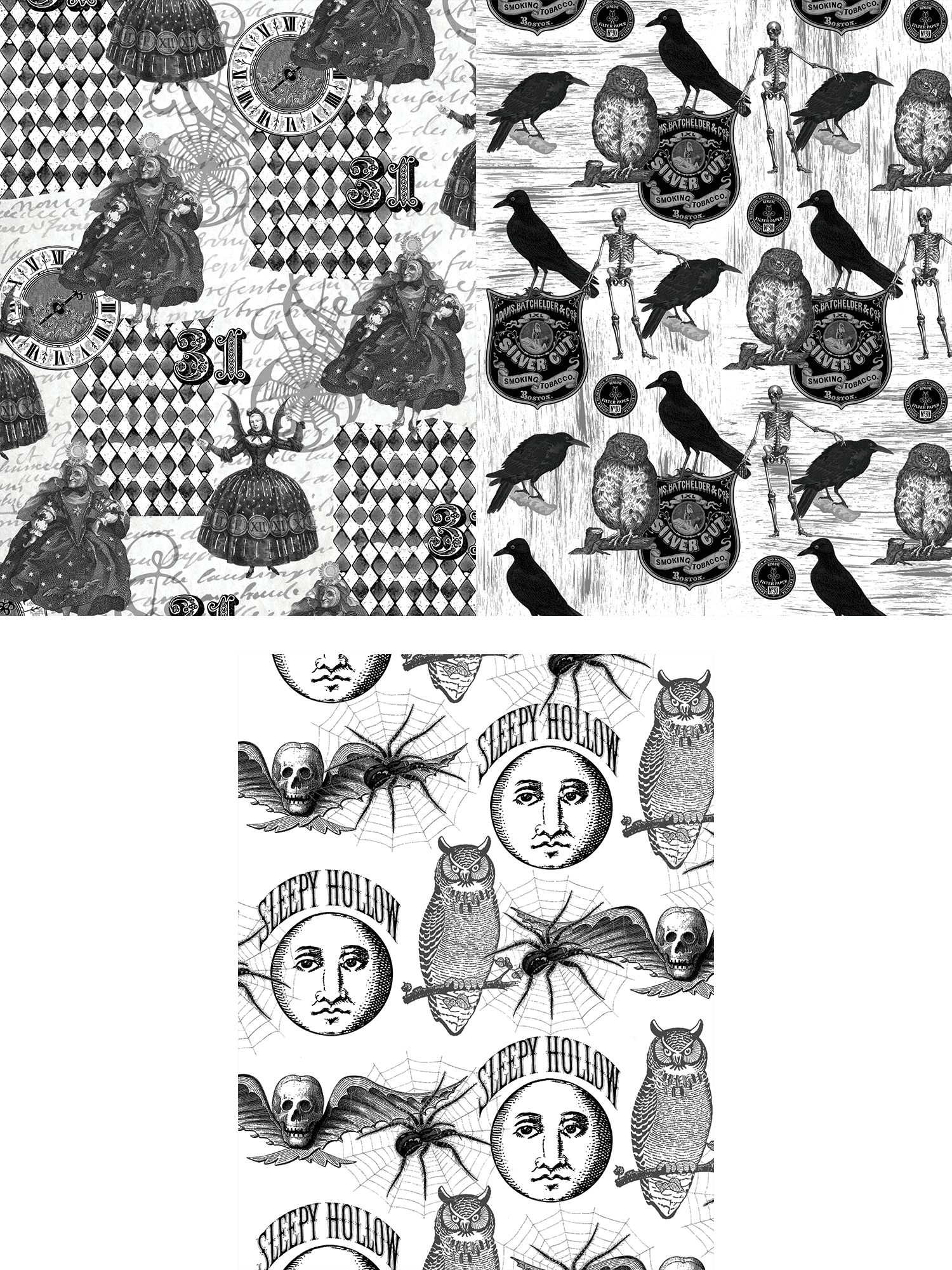 Halloween Collage Sheet - Free Black and White Printable · Artsy Fartsy ...