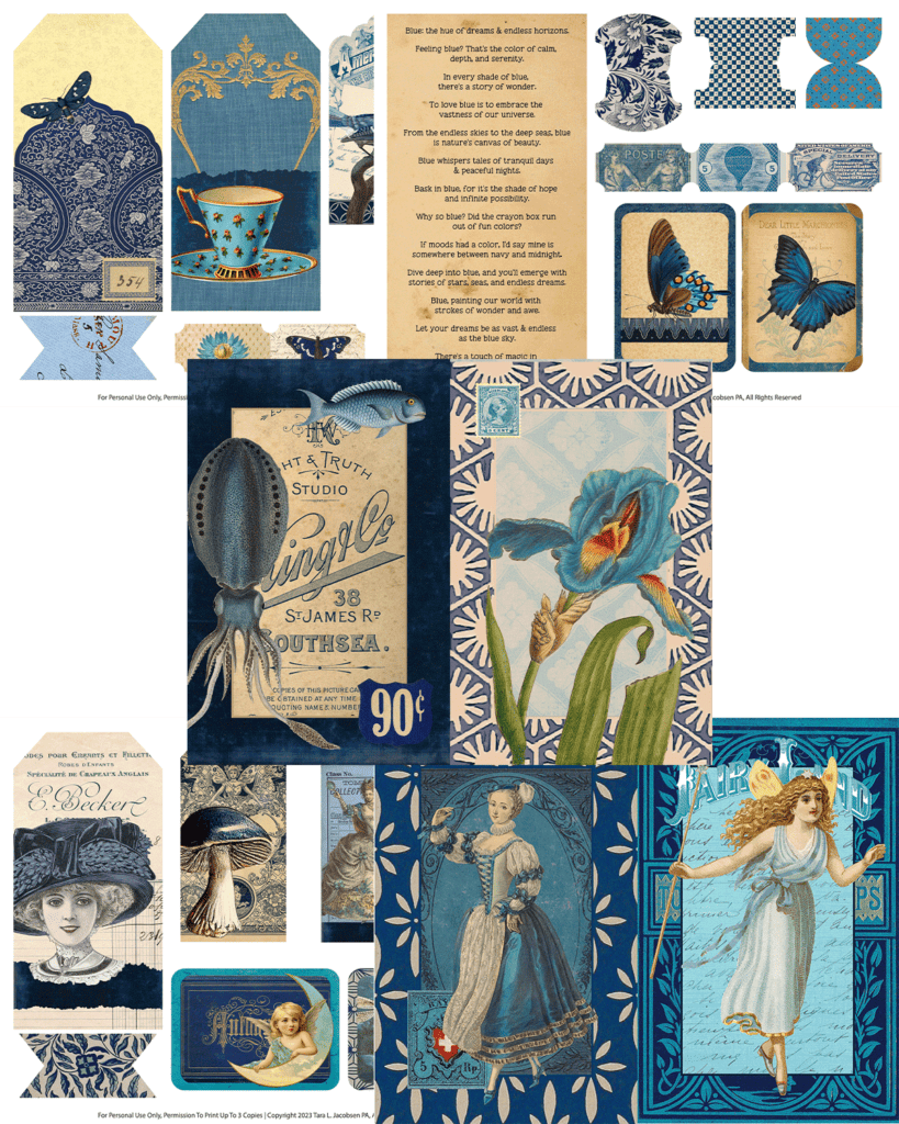 All The Free Printable Blue Ephemera Collage Sheets