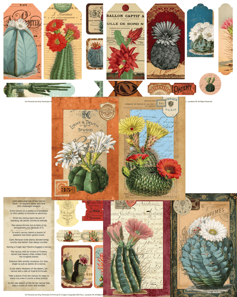 Cactus Vintage Ephemera Collage Sheets - Free Printables
