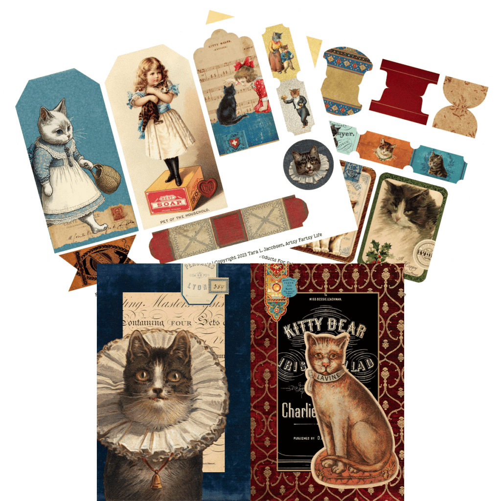 Cats Junk Journal, Vintage Cats, Cat Journal Page, Cat Ephemera