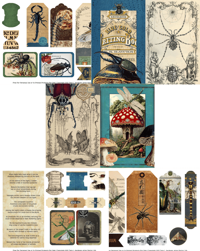 Bugs! Free Printable Ephemera Collage Sheets
