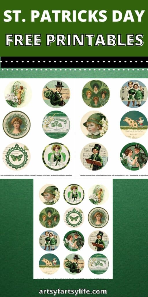 St. Patricks Day Circles - For Junk Journals, Party Decorations, Scrapbooking Supplies
