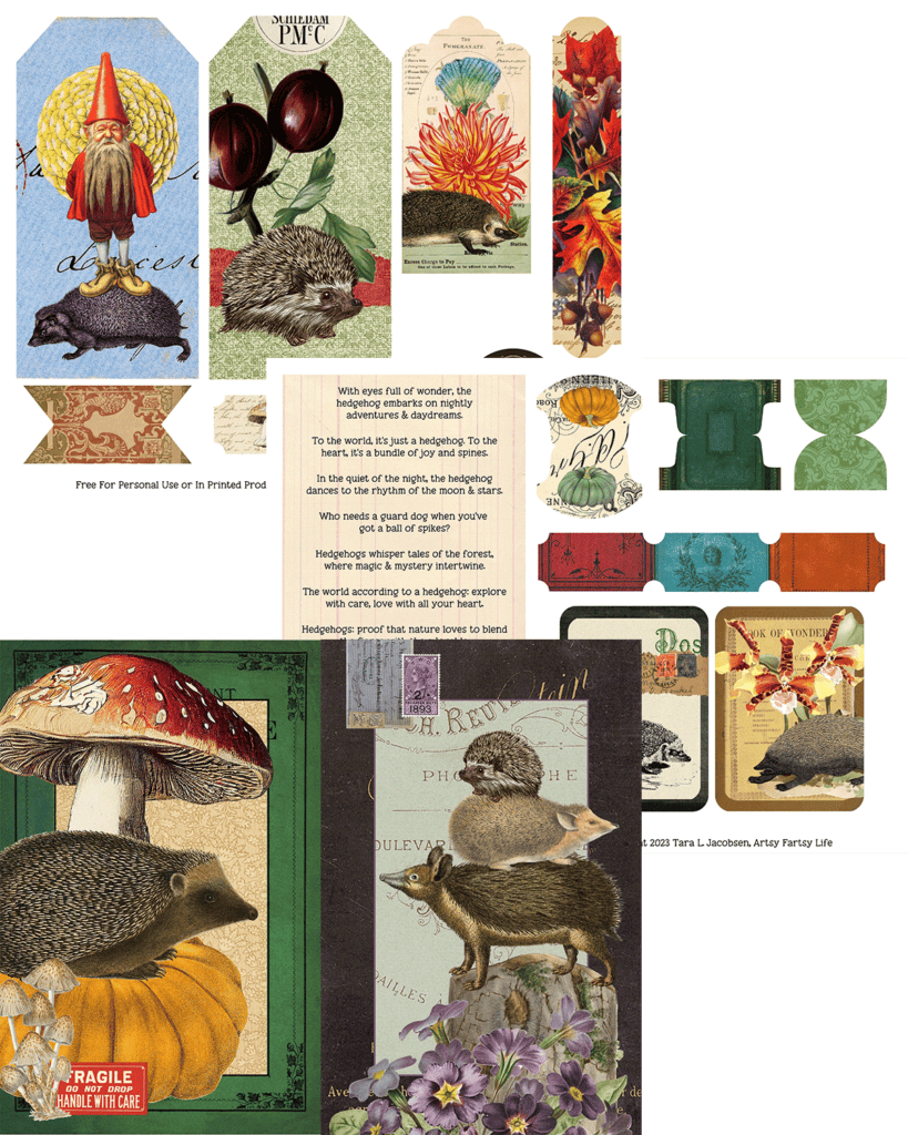 Hedge Hog Ephemera - Free Printable Collage Sheets
