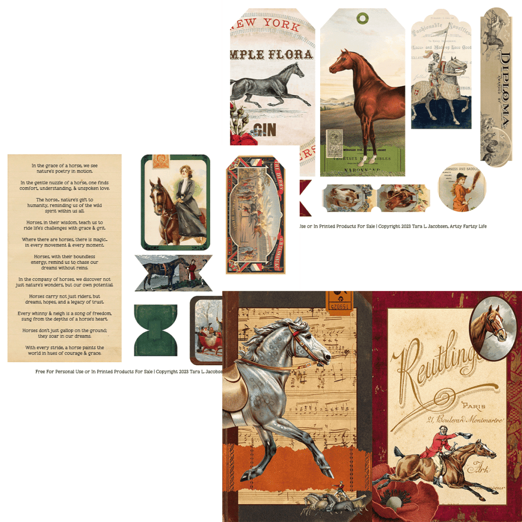 Horses! Free Printable Ephemera Collage Sheets
