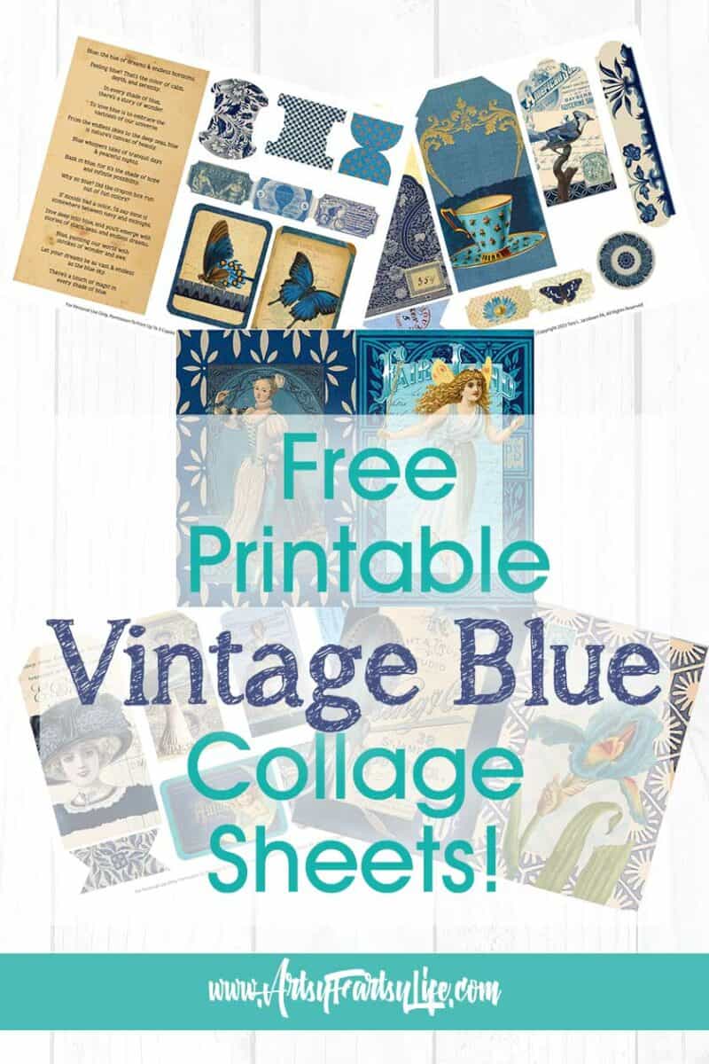 Beautiful Blue Ephemera Collage Sheets Free Printable · Artsy Fartsy Life