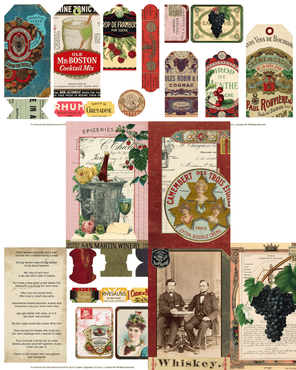 Wine and Booze Ephemera! Free Printable – Artsy Fartsy Life