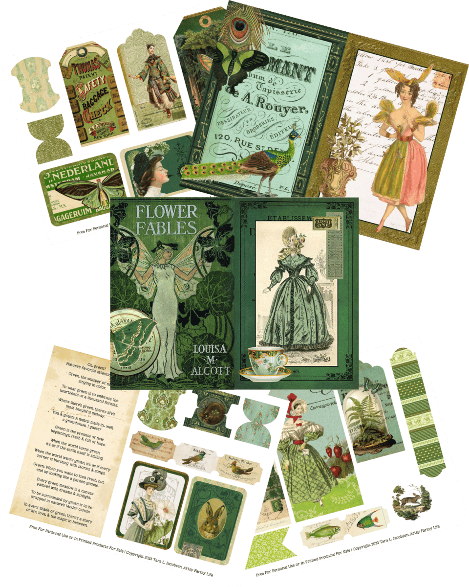 All The Green Things! Free Printable Vintage Ephemera · Artsy Fartsy Life