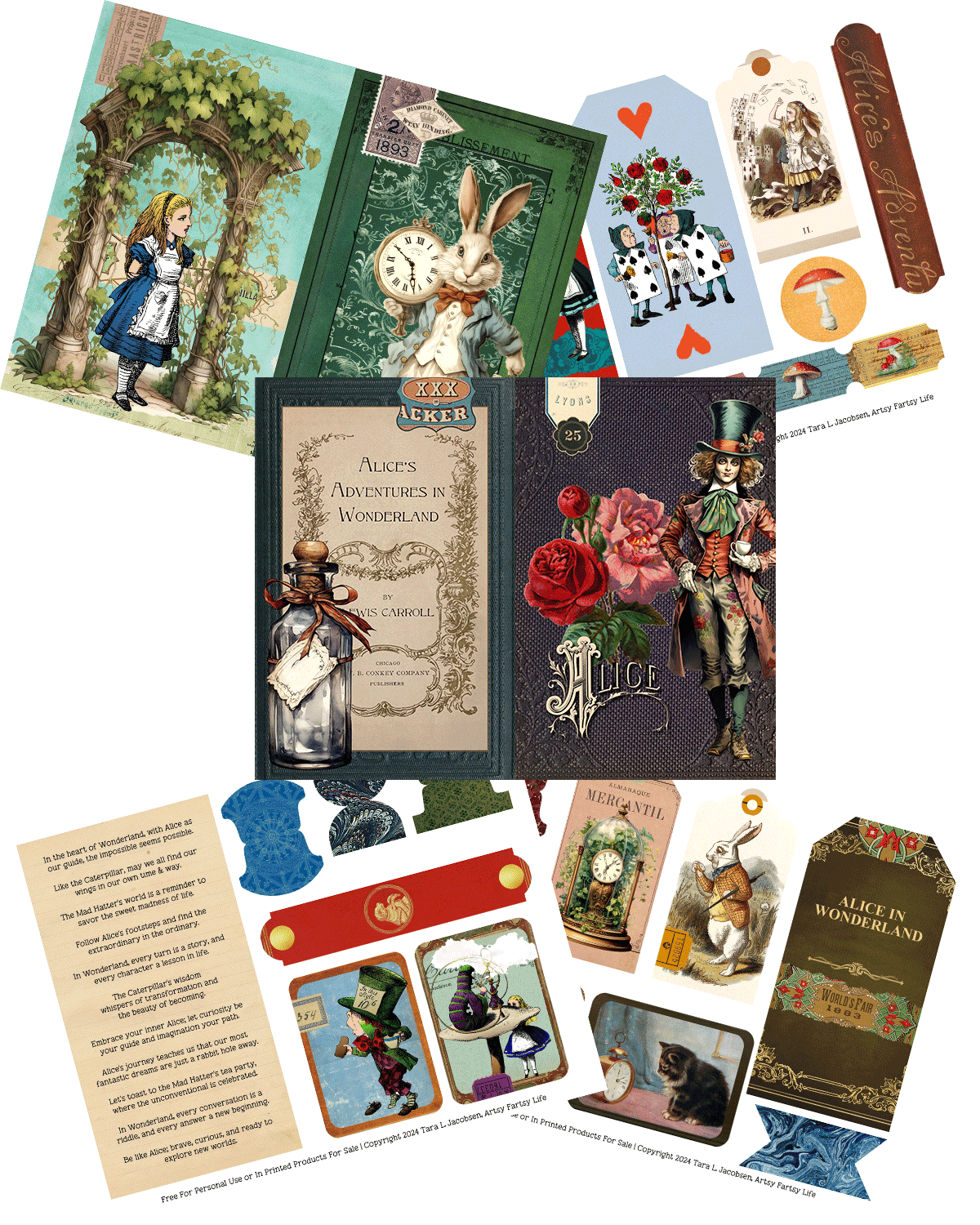 New Alice In Wonderland Free Printable Collage Sheets! · Artsy Fartsy Life