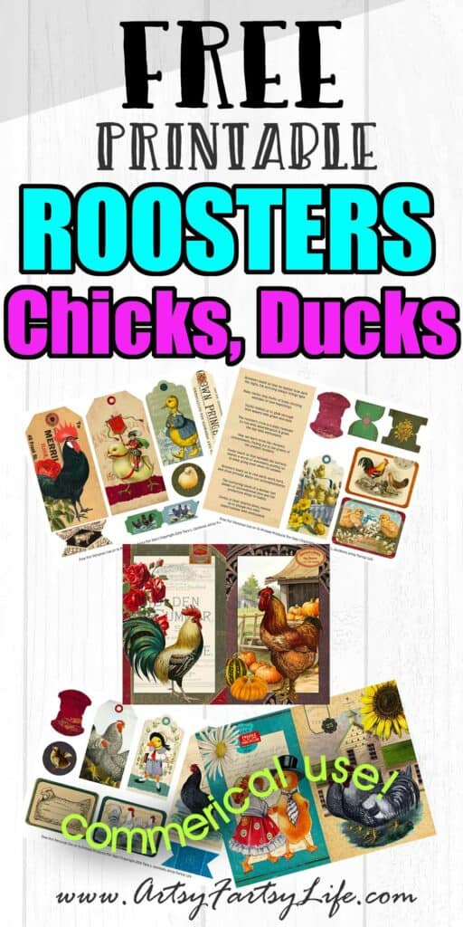 Vintage Roosters, Chickens, & Ducks: Free Printable Collage Sheets