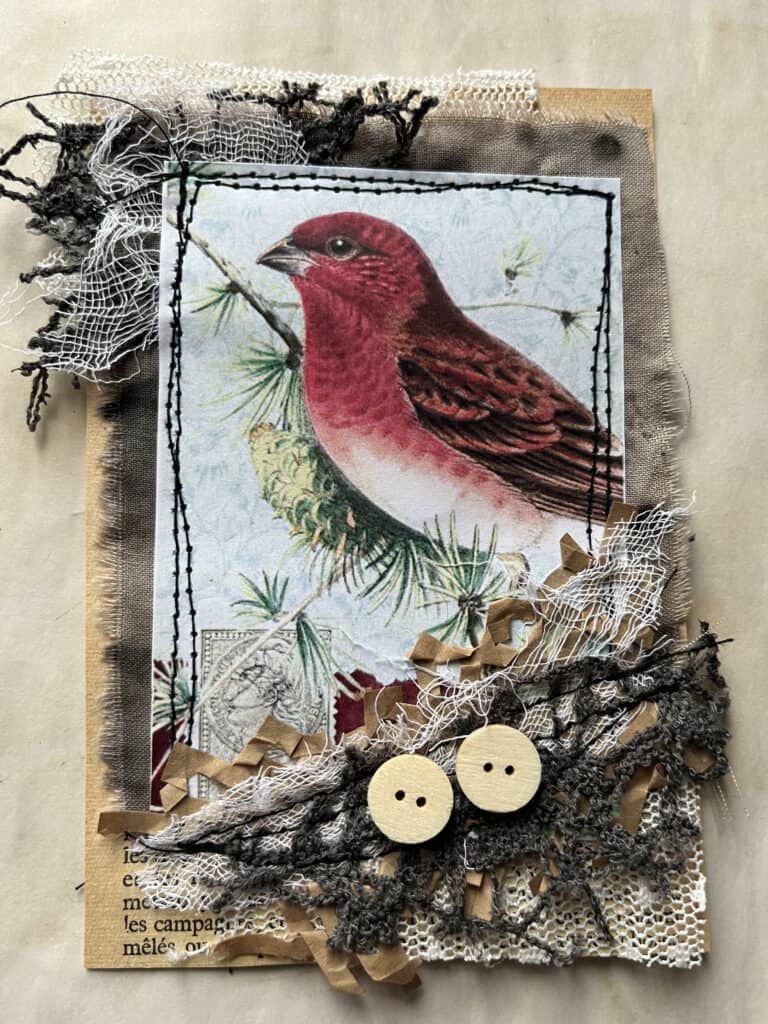Red Bird and Flowers Ephemera Journal Kit