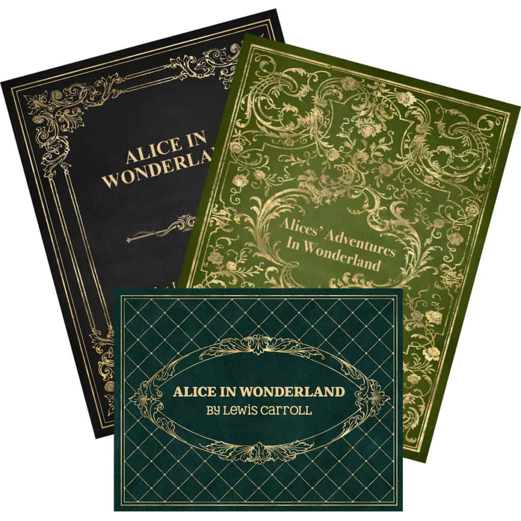 3 Letter Sized Alice In Wonderland  Book Covers