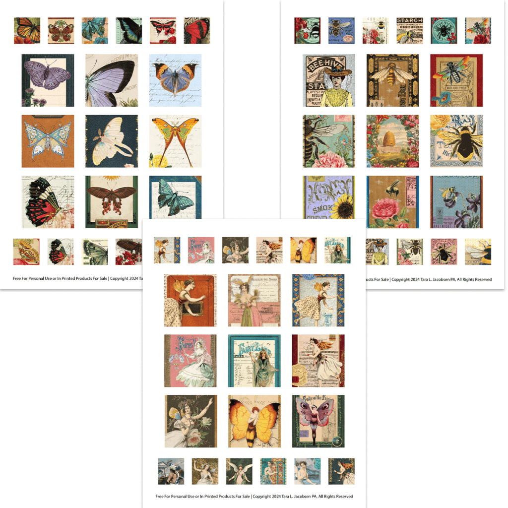 Bee, Fairy & Butterfly Inchies and Twinchies - Free Printable Collage Sheets
