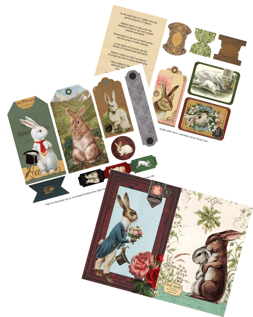 Rabbits & Hares – Free Printable Ephemera Collage Sheets – Artsy Fartsy ...