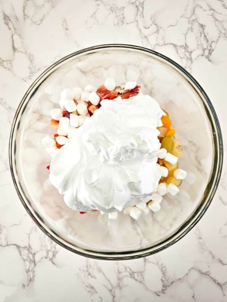 Retro 1980s Marshmallow Cool Whip Fruit Salad