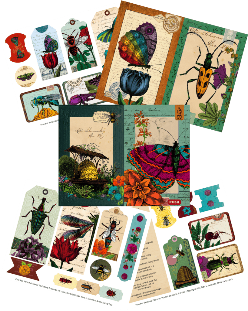 Beautiful Vintage Bugs - Free Printable Junk Journal Kit
