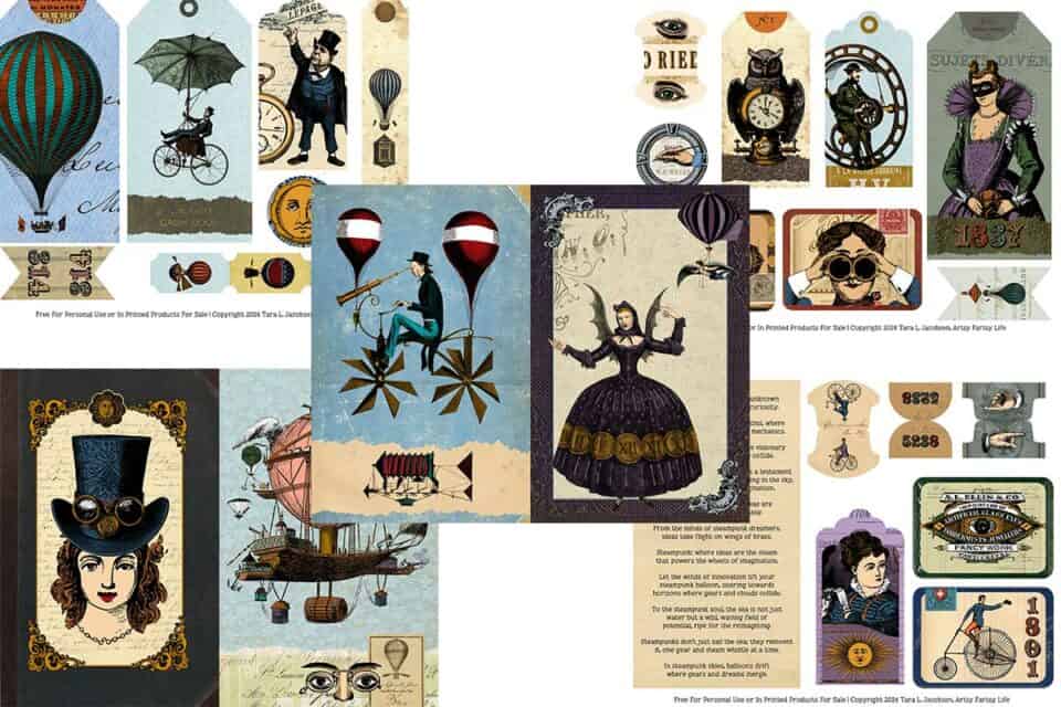 Vintage Steampunk Junk Journal Kit - Free Printable · Artsy Fartsy Life