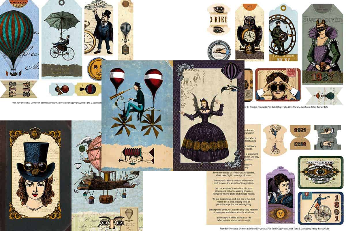 Vintage Steampunk Junk Journal Kit - Free Printable · Artsy Fartsy Life