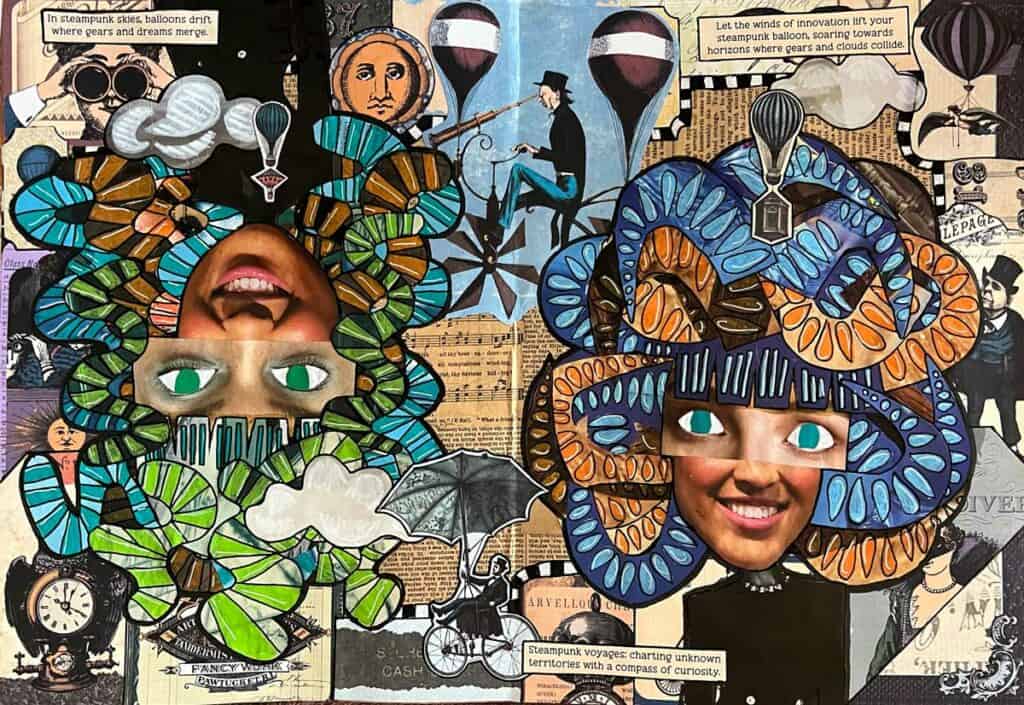 Stages Of Head In The Clouds - Magazine Collage Art Tutorial