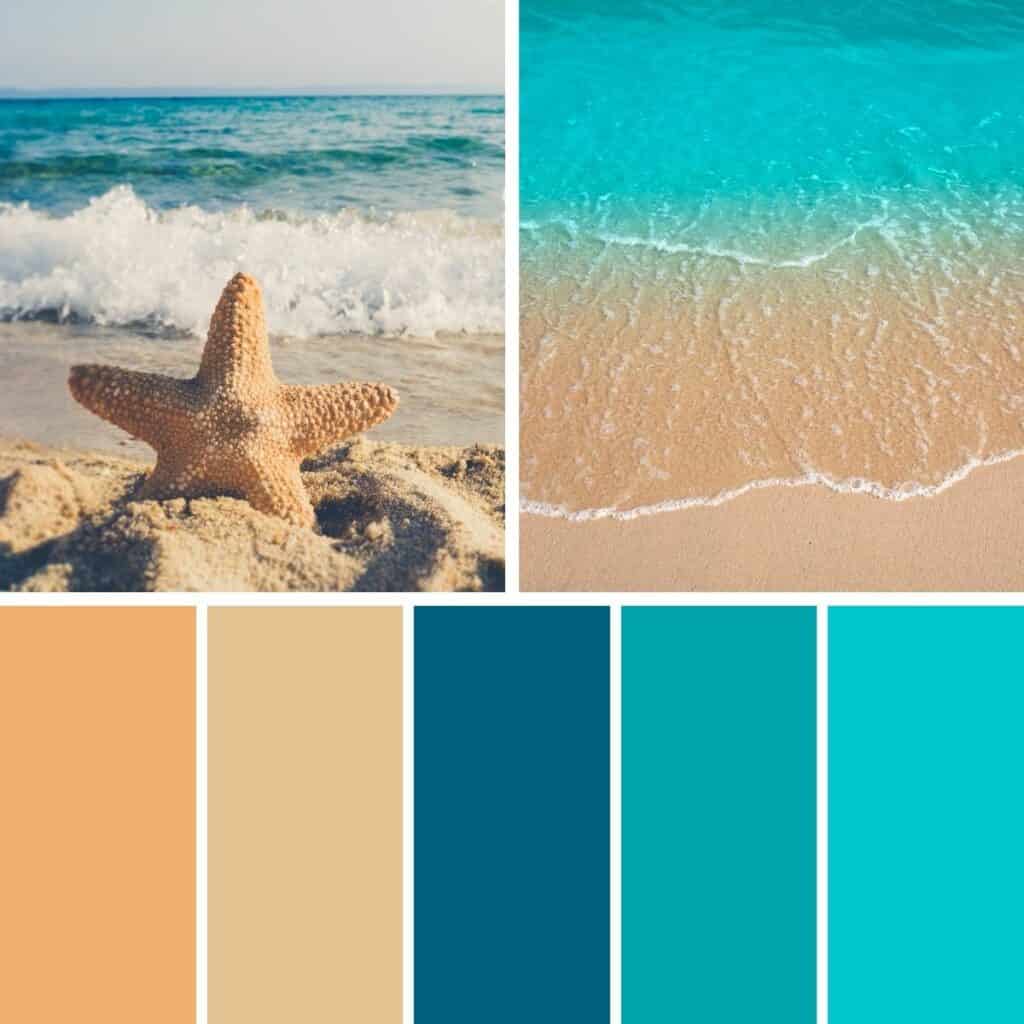 Seashell Beige and Ocean Blue - Summer Color Palette